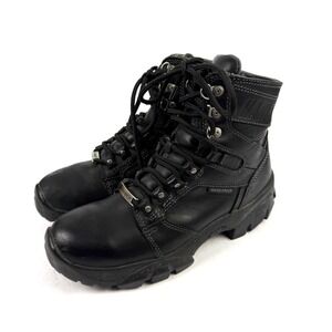 Harley Davidson Howell Boots 7 Mens Lace Up Black Leather Waterproof Lug Sole